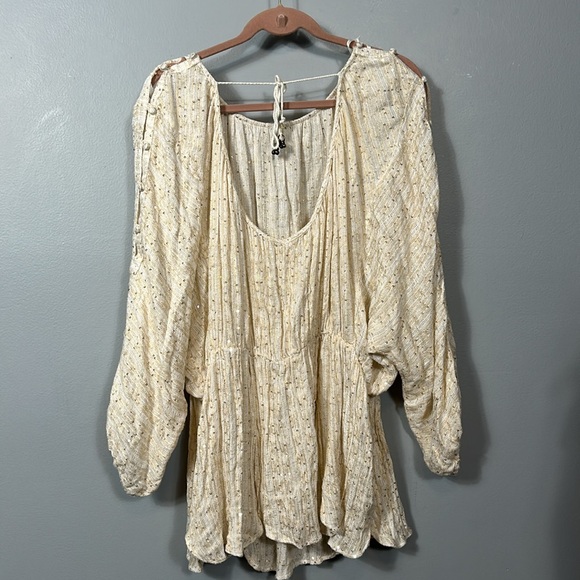 Free People Little Shine Ivory Sequined Tunic size Large - Picture 11 of 16